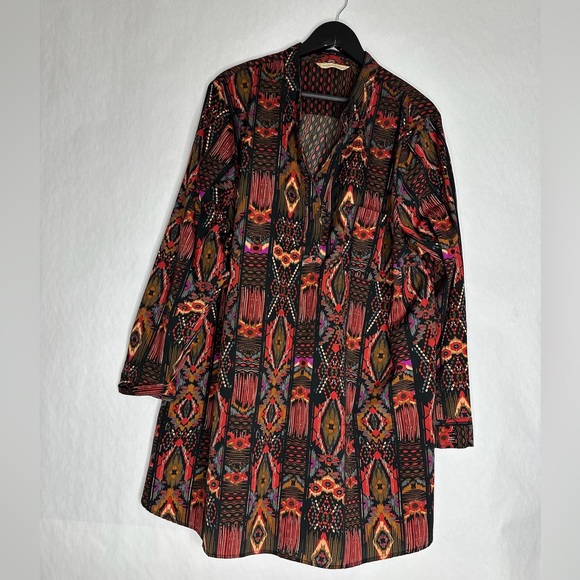 Soft Surroundings Boho Tribal Print Long Sleeve Tunic Aztec Southwestern Size 2X - Picture 7 of 12